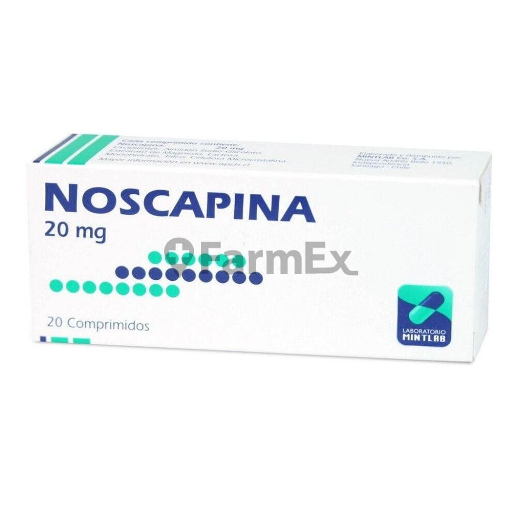 Noscapina 20 mg x 20 comprimidos Farmex-Fonasa-Persistente